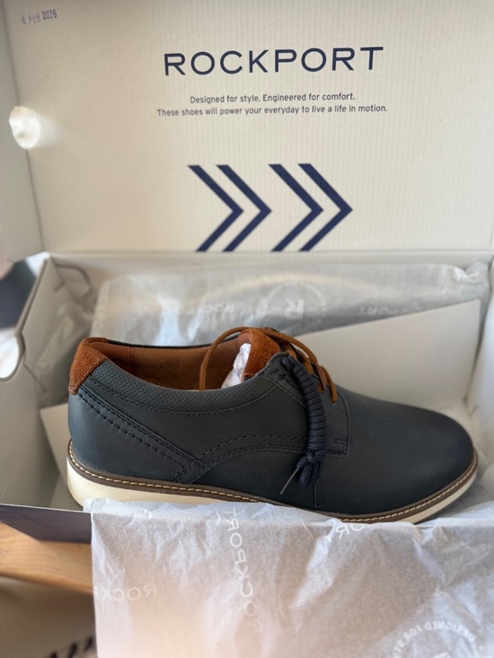 NWT Mens Rockport Criss Oxford Navy Blue Lace Up Leather Casual Shoe TruTech main image 6